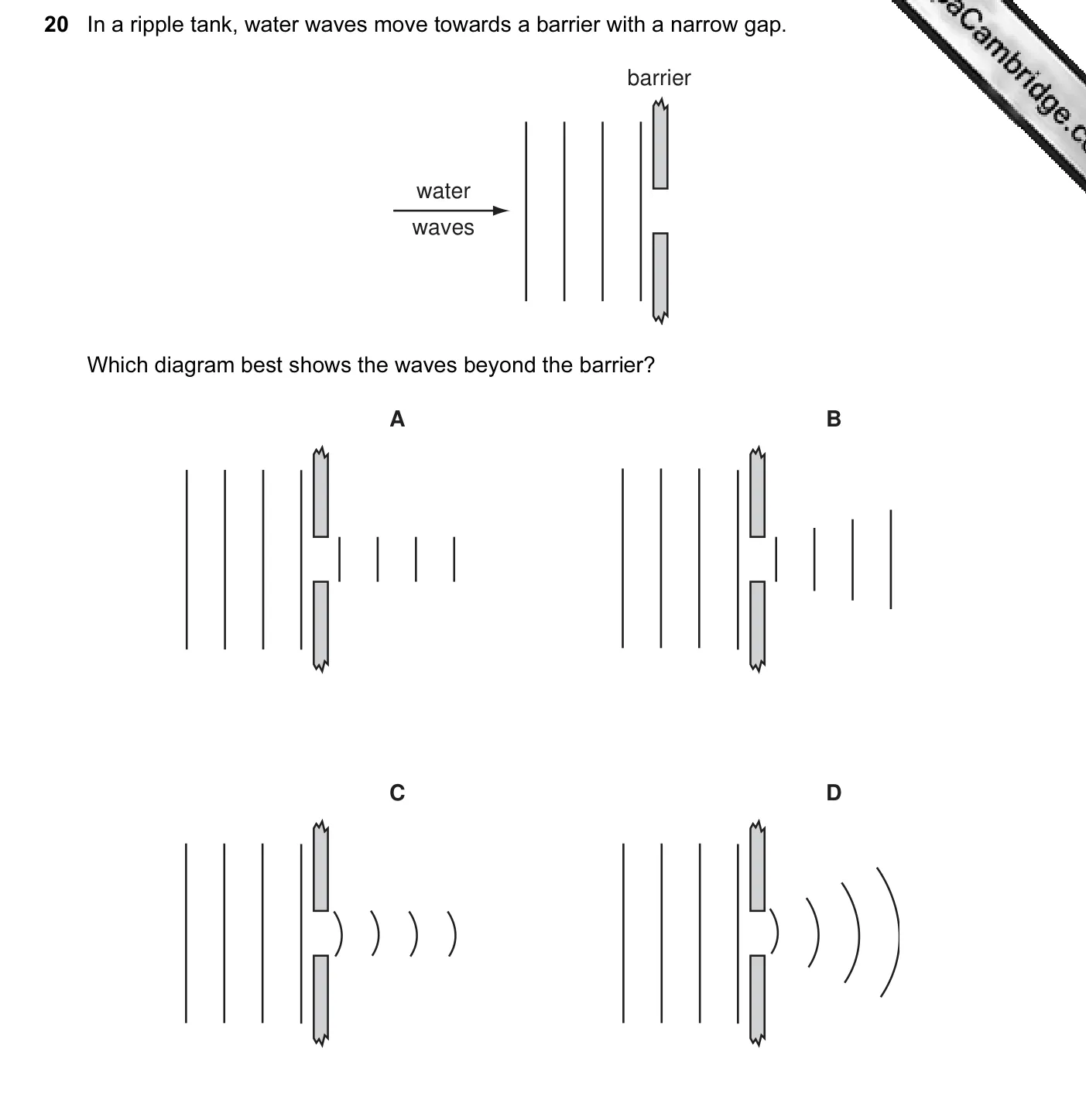 Question 20, November 2005, 0625 Paper 01