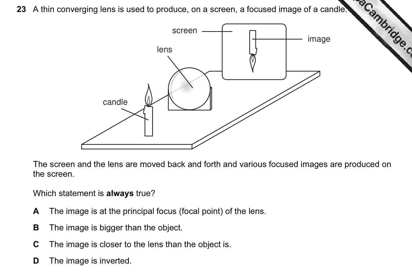 Question 23, November 2005, 0625 Paper 01