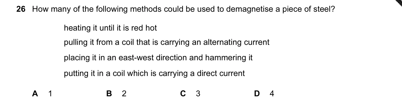 Question 26, November 2005, 0625 Paper 01