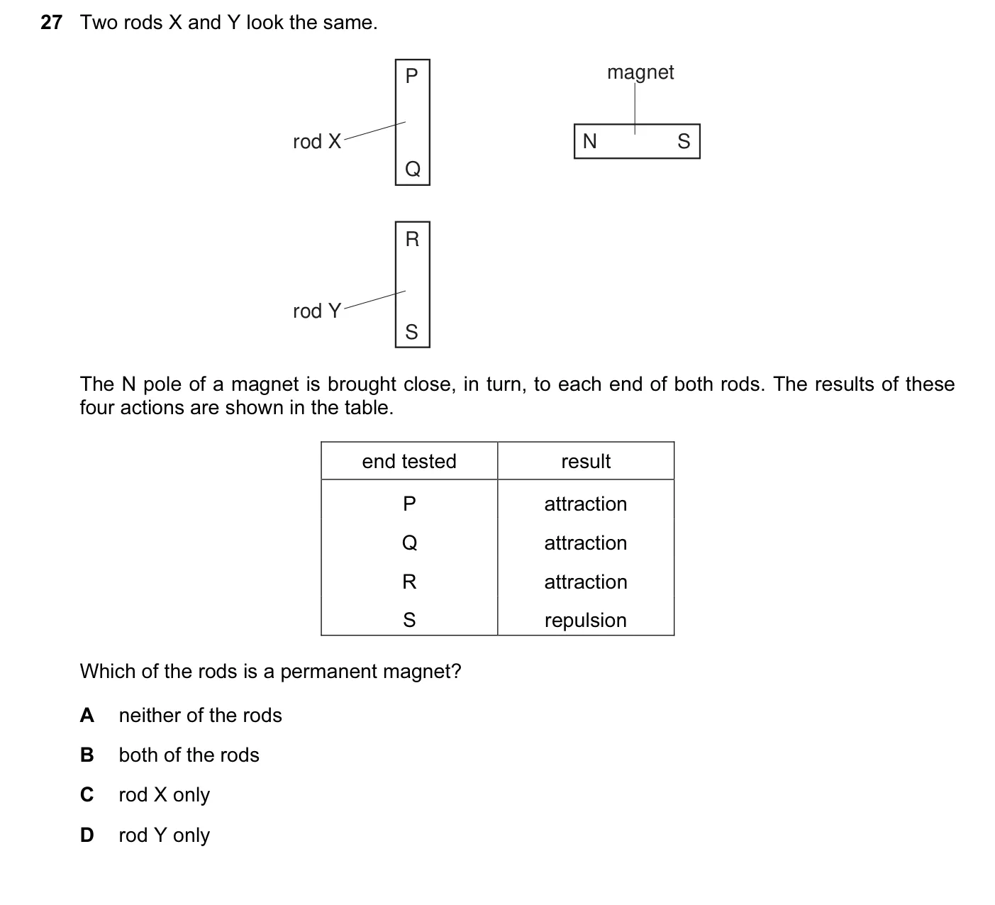 Question 27, November 2005, 0625 Paper 01