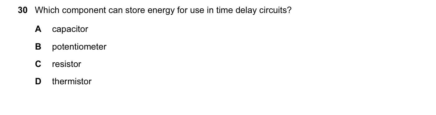 Question 30, November 2005, 0625 Paper 01