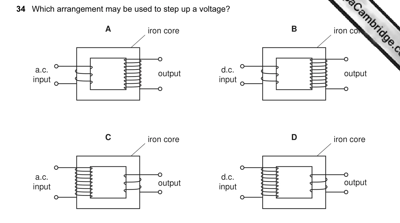 Question 34, November 2005, 0625 Paper 01