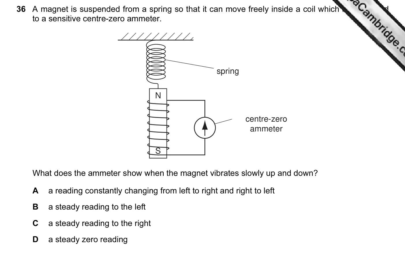 Question 36, November 2005, 0625 Paper 01