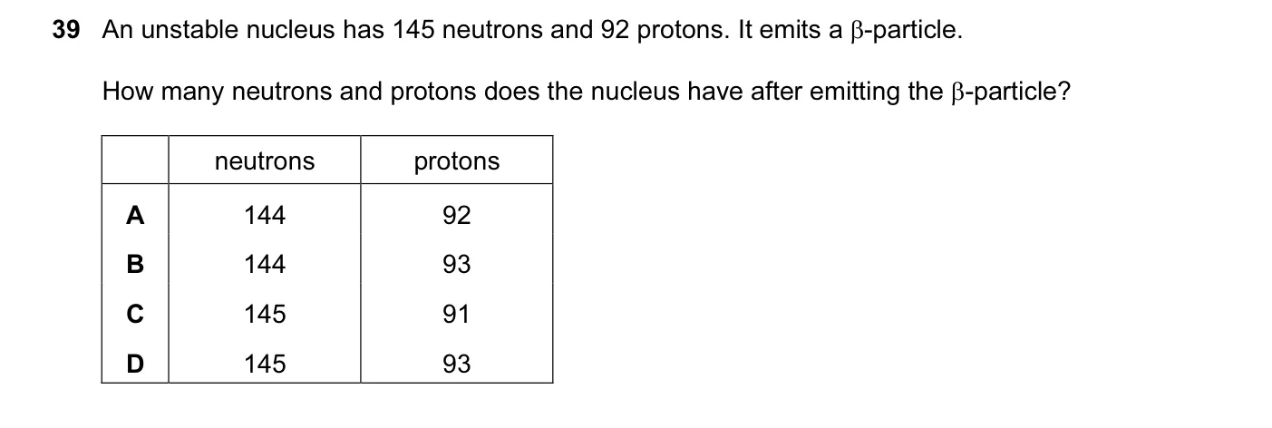 Question 39, November 2005, 0625 Paper 01