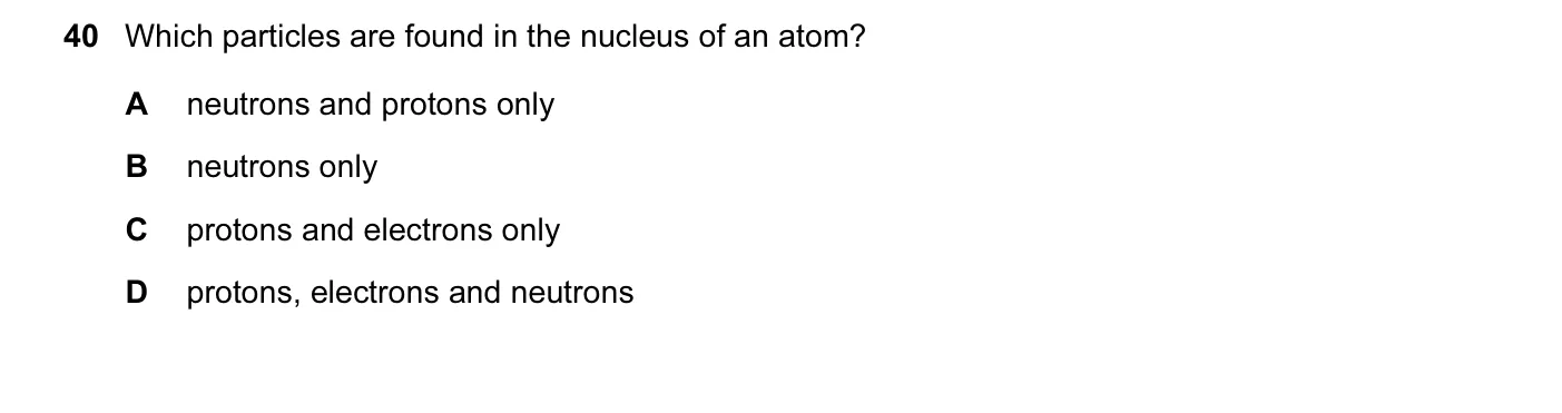 Question 40, November 2005, 0625 Paper 01