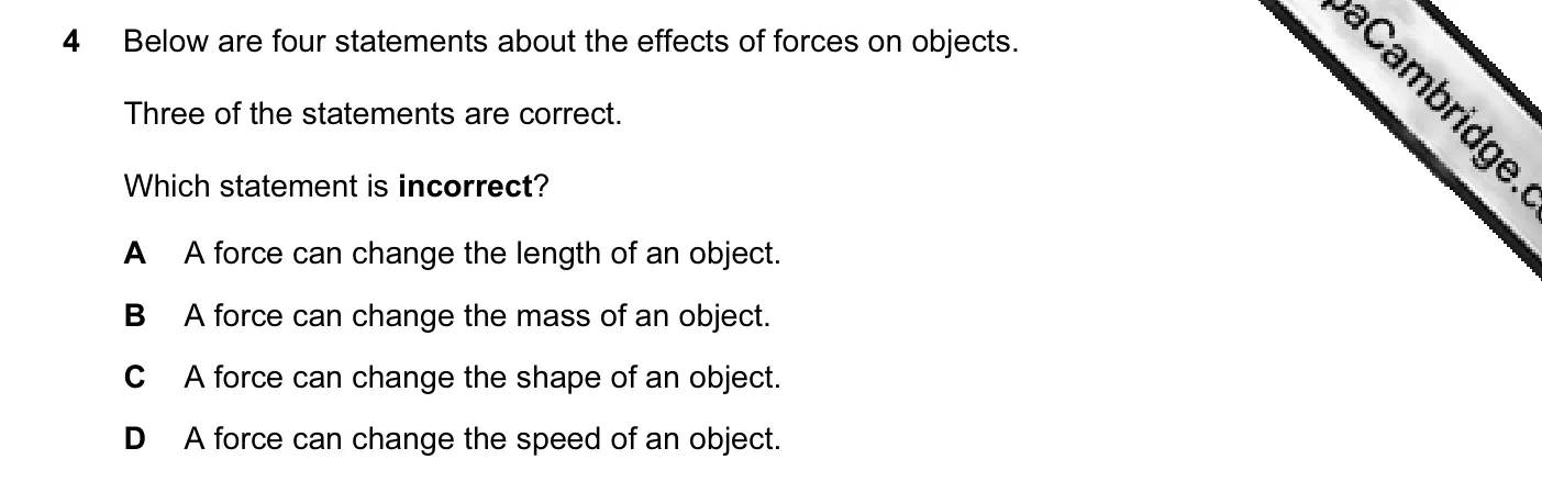 Question 4, June 2006, 0625 Paper 01