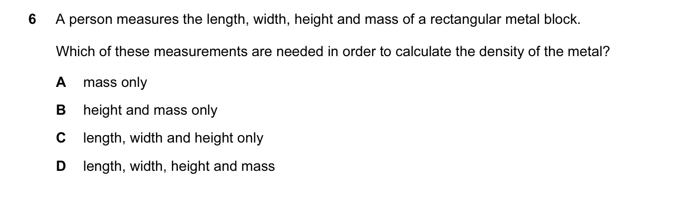 Question 6, June 2006, 0625 Paper 01