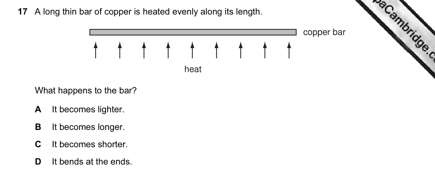Question 17, June 2006, 0625 Paper 01