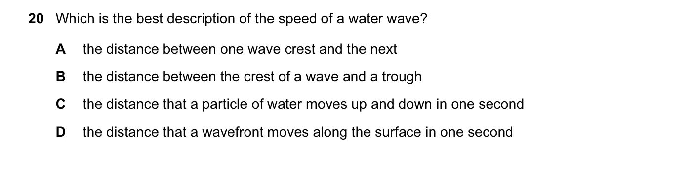 Question 20, June 2006, 0625 Paper 01
