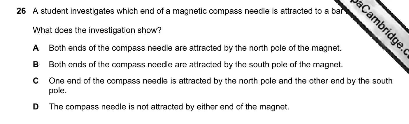 Question 26, June 2006, 0625 Paper 01
