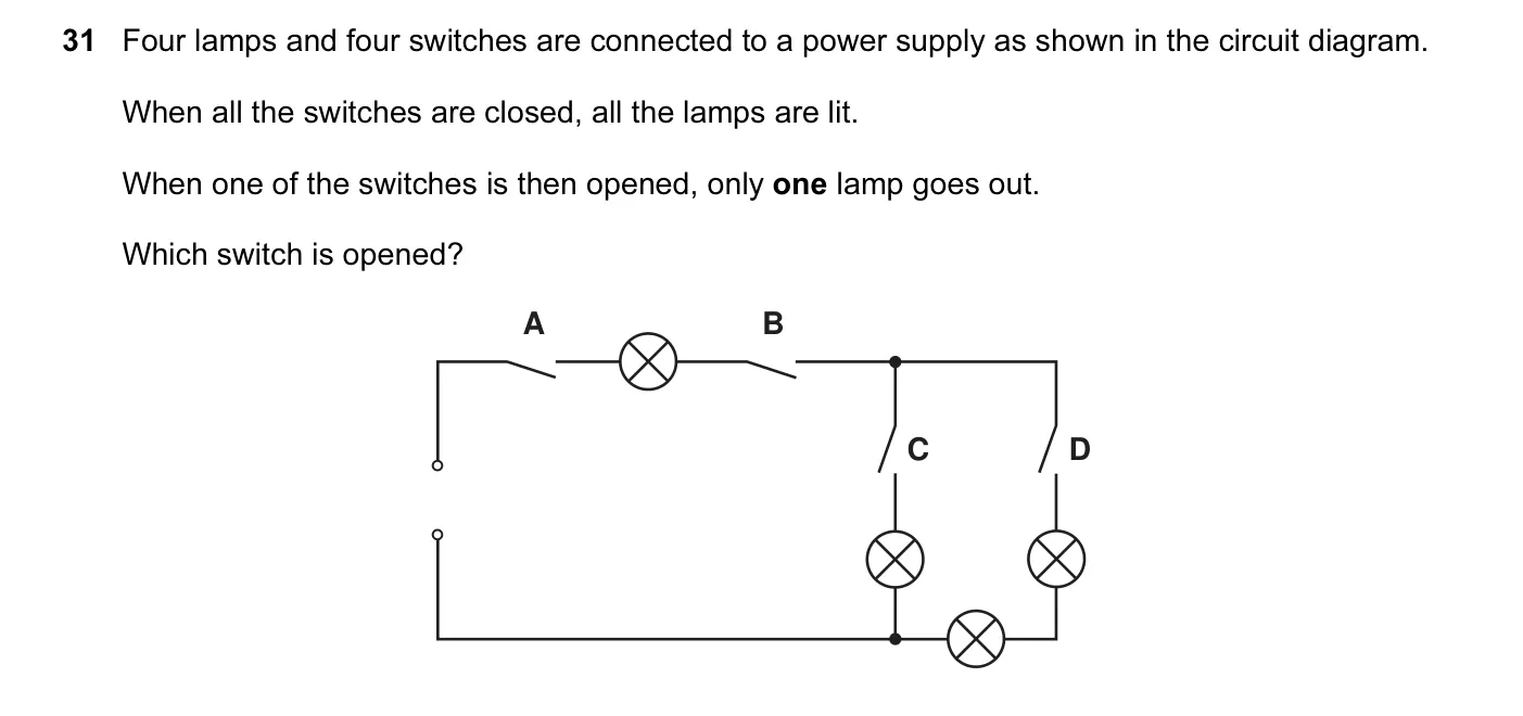 Question 31, June 2006, 0625 Paper 01