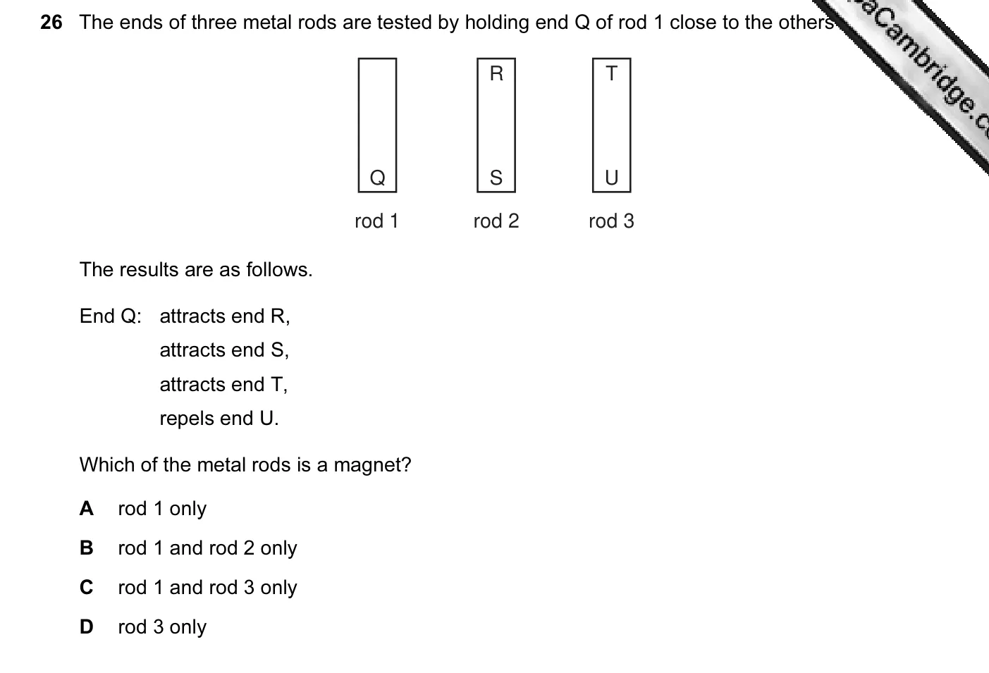 Question 26, November 2006, 0625 Paper 01
