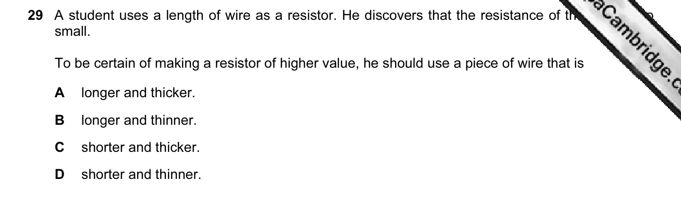 Question 29, November 2006, 0625 Paper 01
