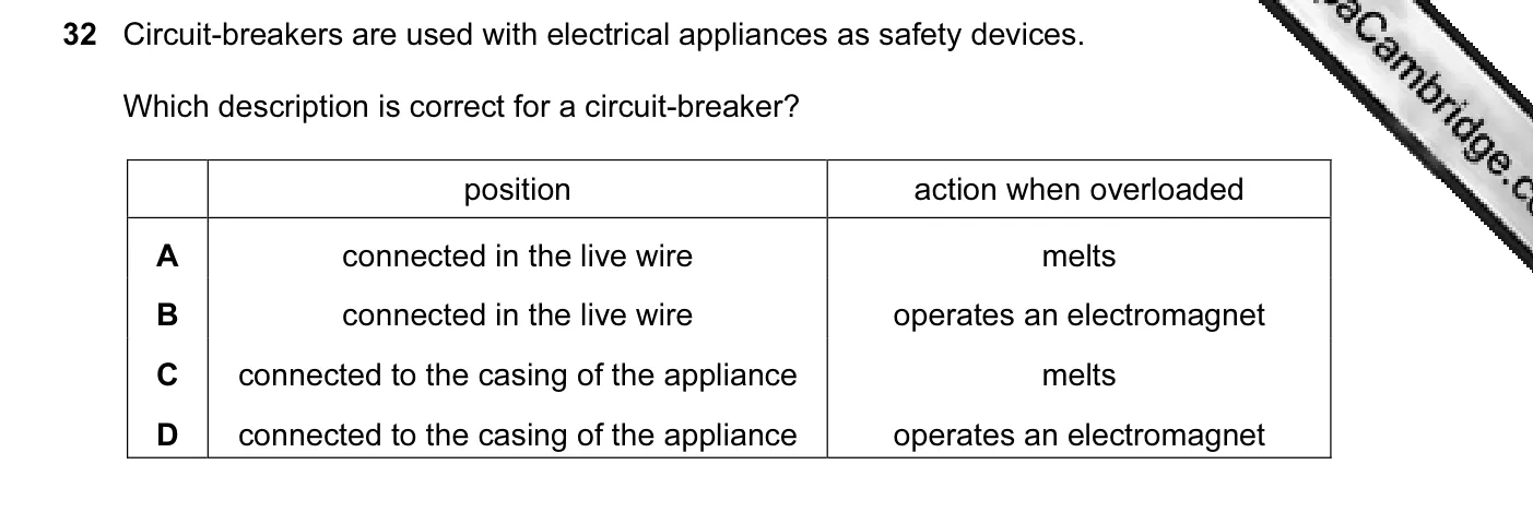 Question 32, November 2006, 0625 Paper 01