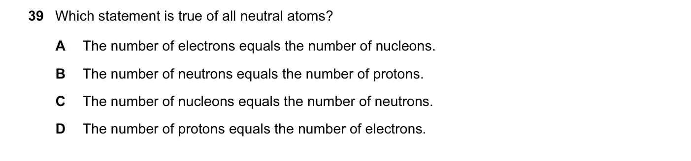 Question 39, November 2006, 0625 Paper 01