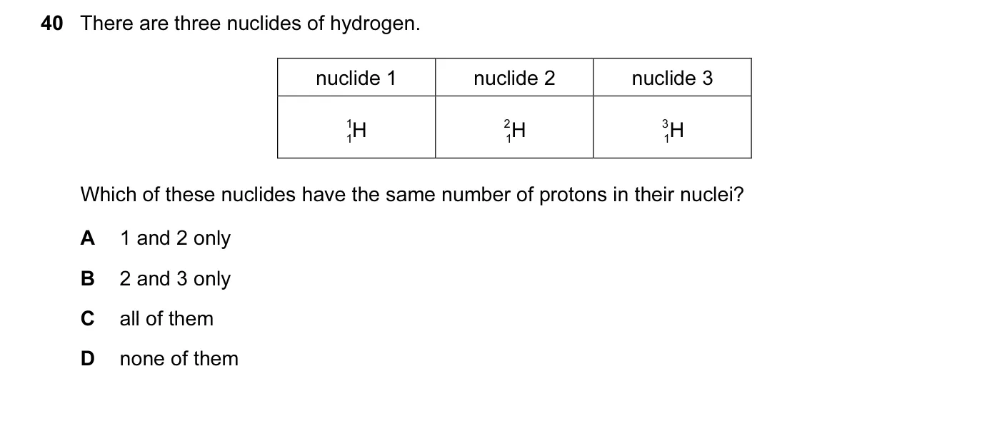 Question 40, November 2006, 0625 Paper 01