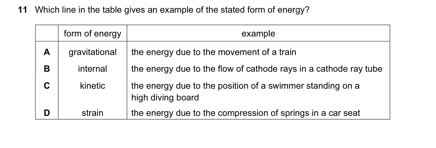 Question 11, June 2007, 0625 Paper 01