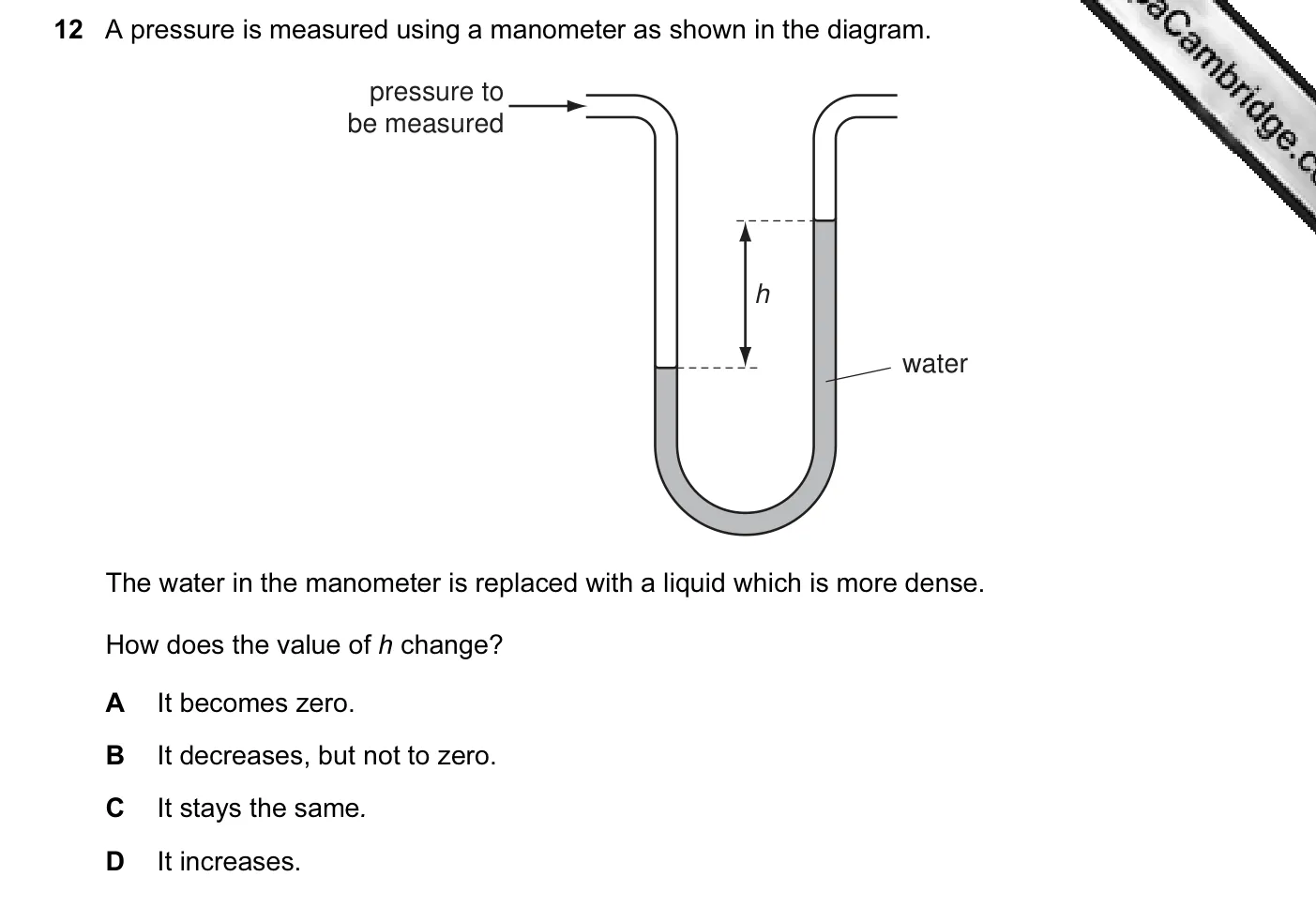 Question 12, June 2007, 0625 Paper 01