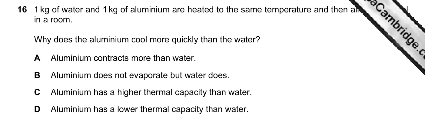 Question 16, June 2007, 0625 Paper 01