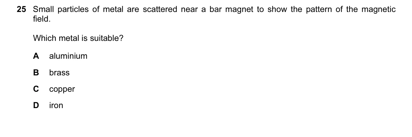 Question 25, June 2007, 0625 Paper 01