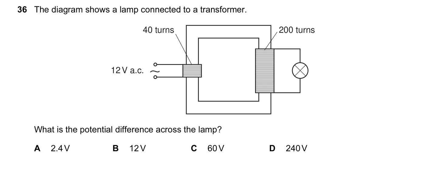 Question 36, June 2007, 0625 Paper 01
