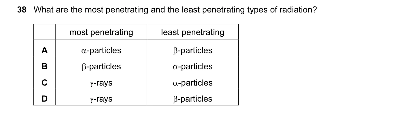 Question 38, June 2007, 0625 Paper 01