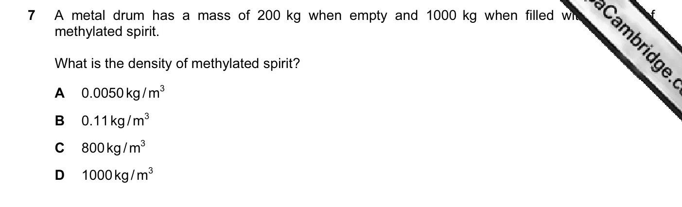 Question 7, November 2007, 0625 Paper 01