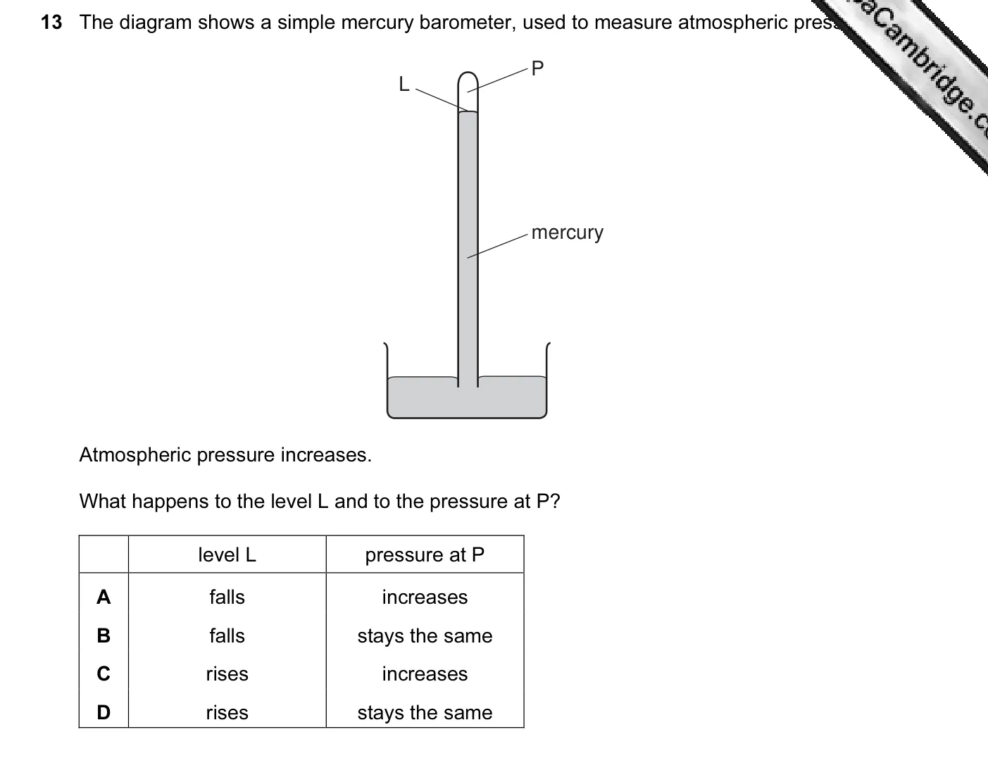 Question 13, November 2007, 0625 Paper 01