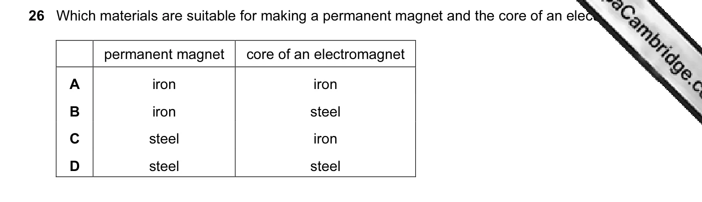 Question 26, November 2007, 0625 Paper 01