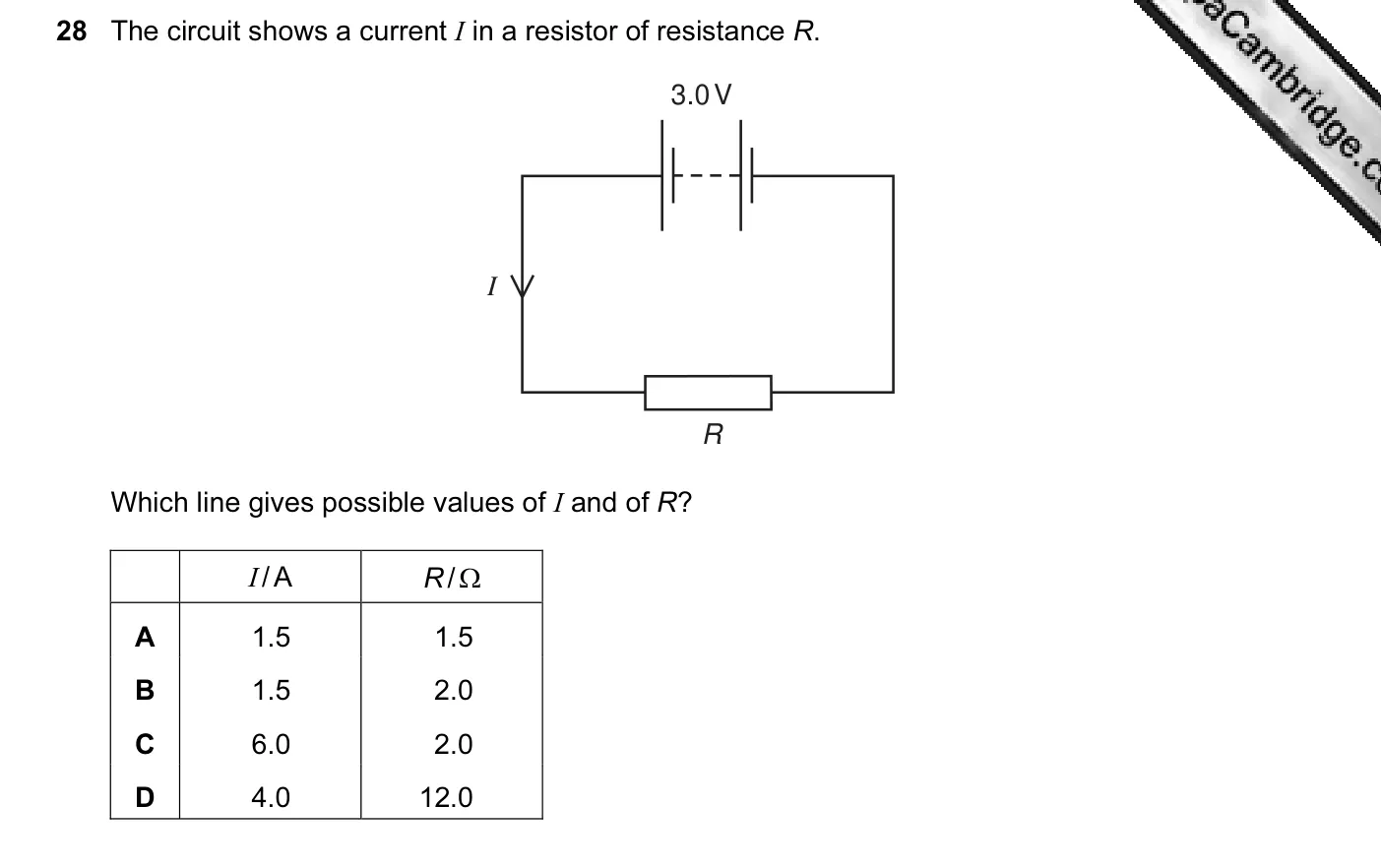 Question 28, November 2007, 0625 Paper 01