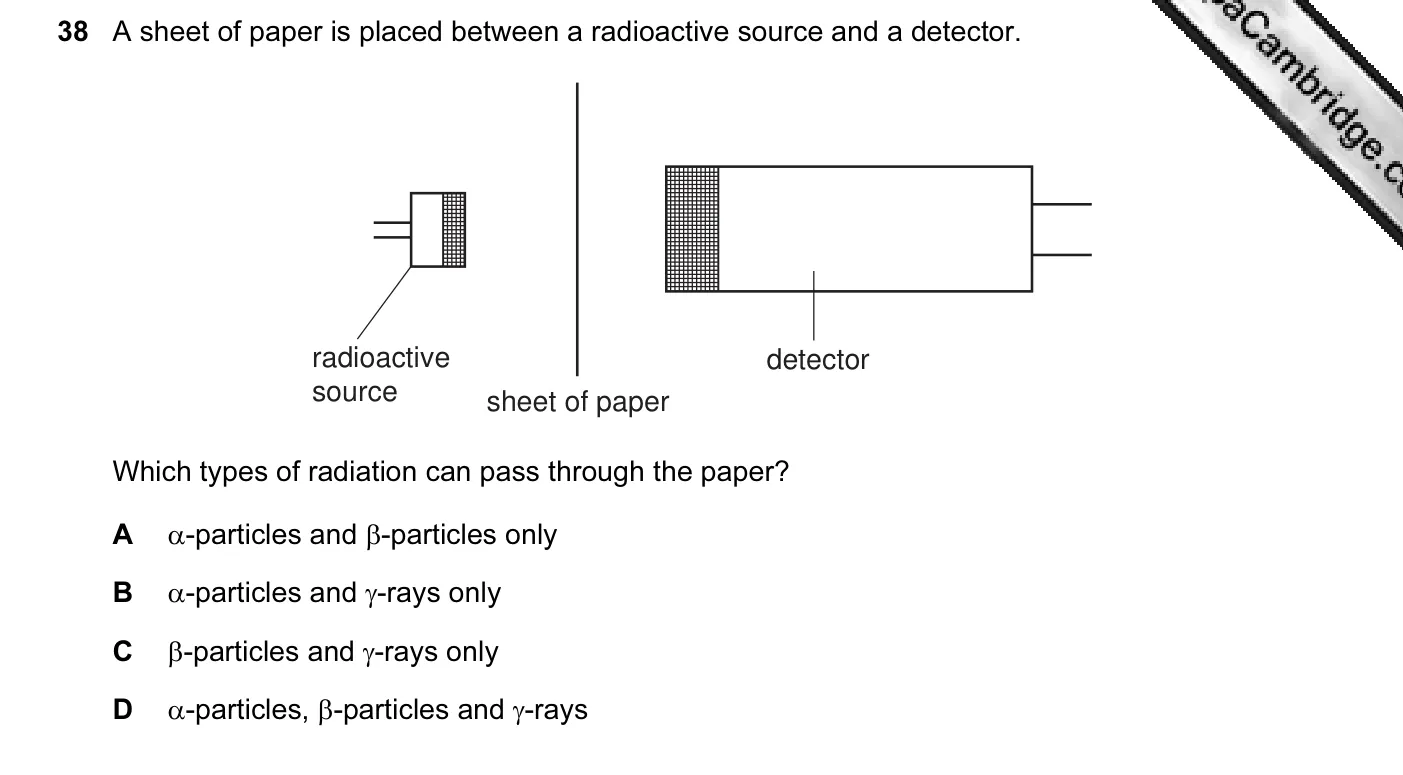 Question 38, November 2007, 0625 Paper 01