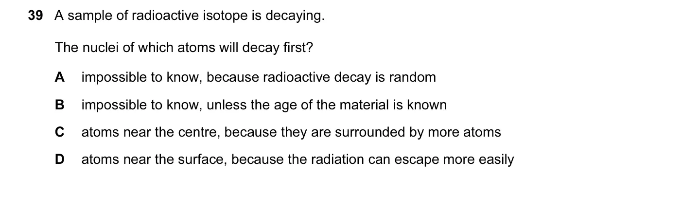 Question 39, November 2007, 0625 Paper 01