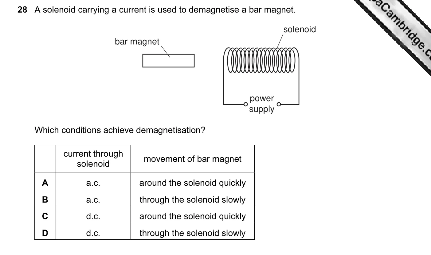 Question 28, June 2008, 0625 Paper 01