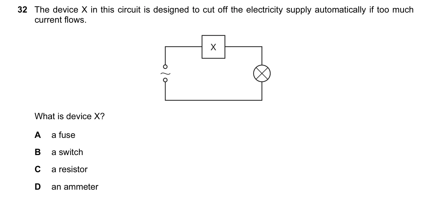 Question 32, June 2008, 0625 Paper 01