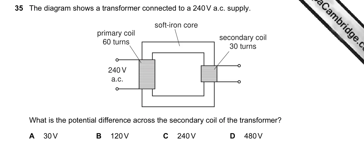 Question 35, June 2008, 0625 Paper 01