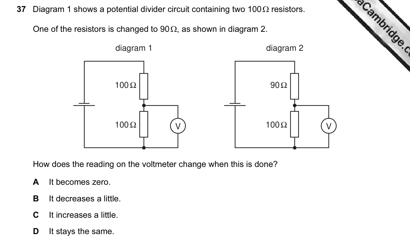 Question 37, June 2008, 0625 Paper 01