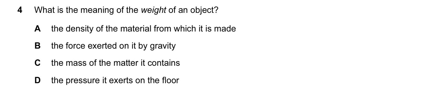 Question 4, November 2008, 0625 Paper 01