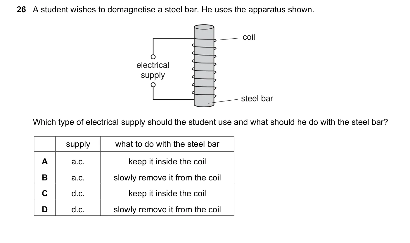 Question 26, November 2008, 0625 Paper 01