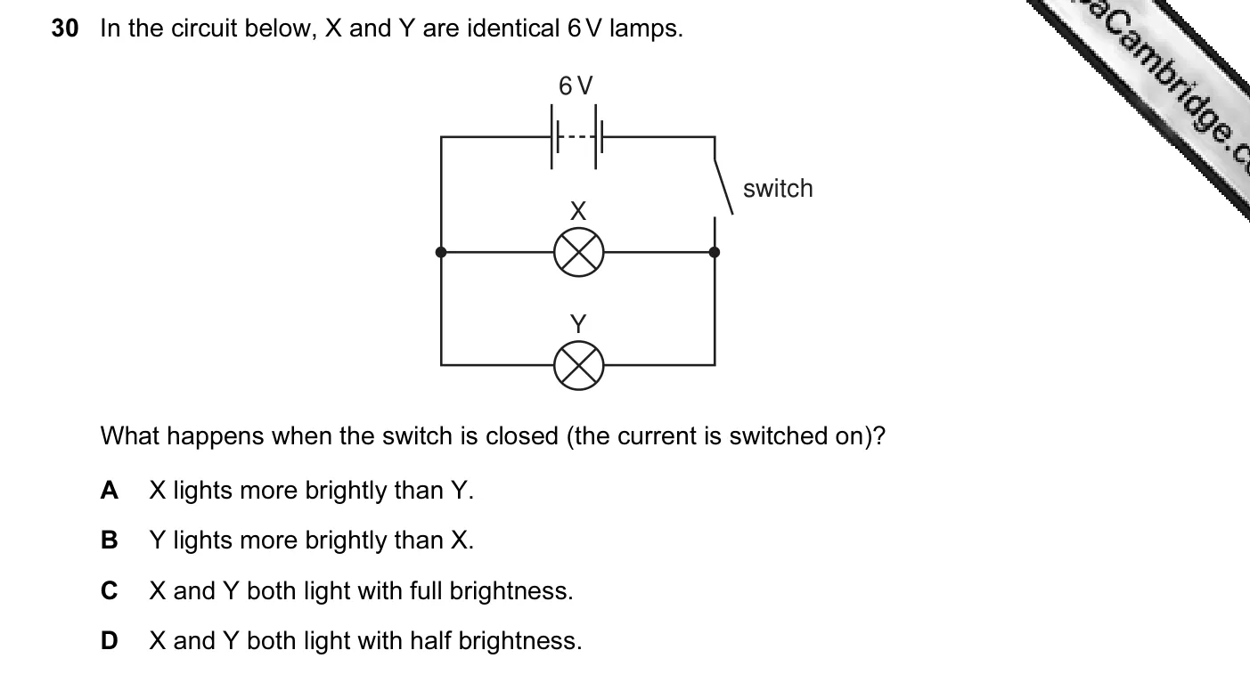 Question 30, November 2008, 0625 Paper 01