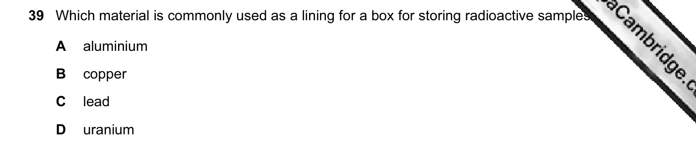 Question 39, November 2008, 0625 Paper 01