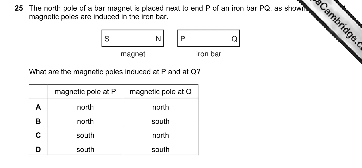 Question 25, June 2009, 0625 Paper 11