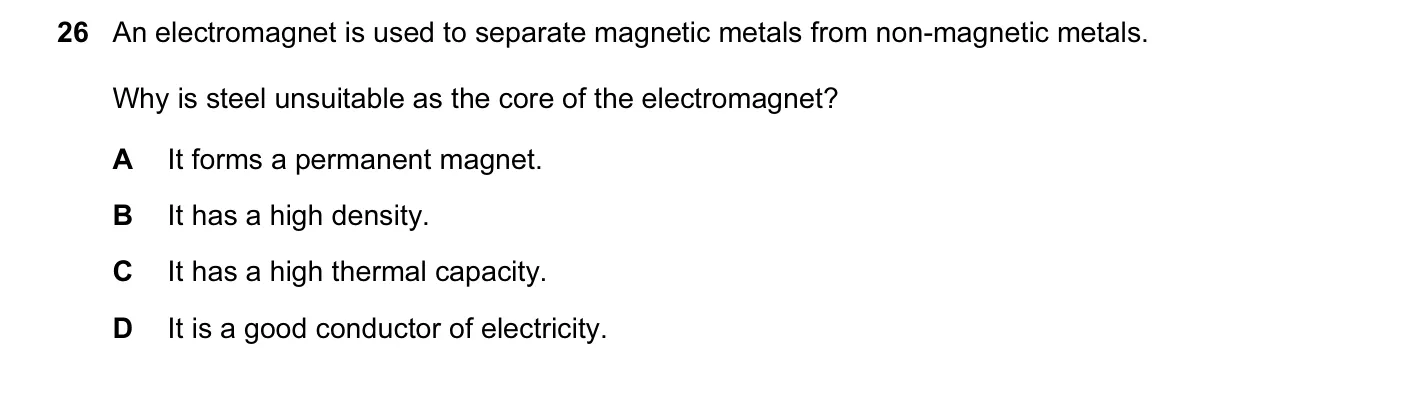 Question 26, June 2009, 0625 Paper 11