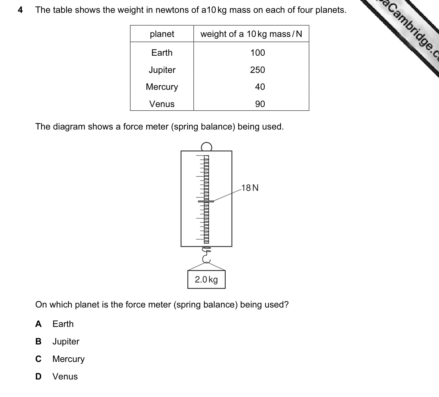 Question 4, June 2009, 0625 Paper 12