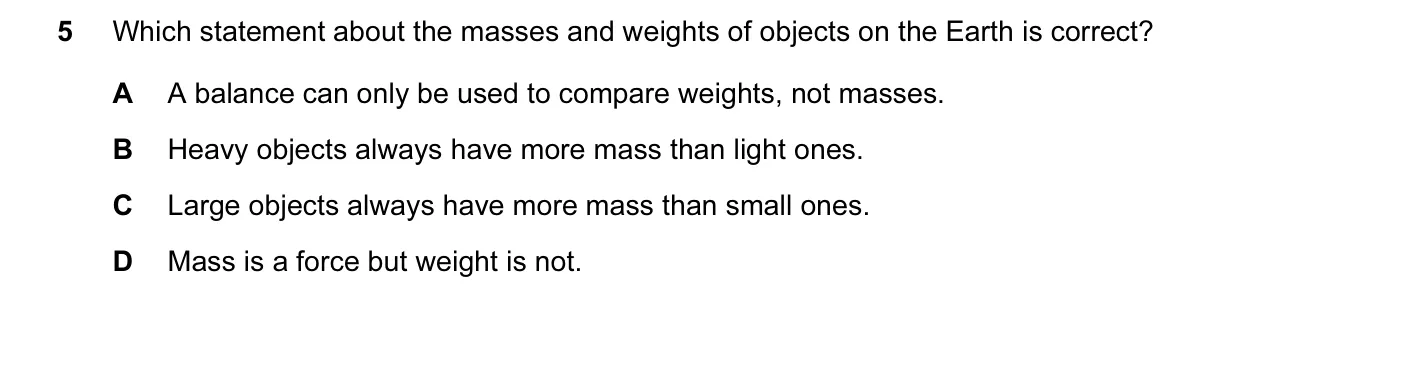 Question 5, June 2009, 0625 Paper 12