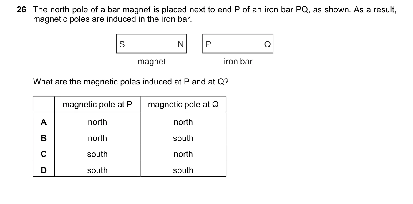 Question 26, June 2009, 0625 Paper 12