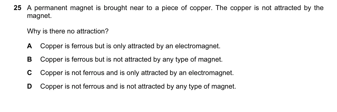 Question 25, November 2009, 0625 Paper 11