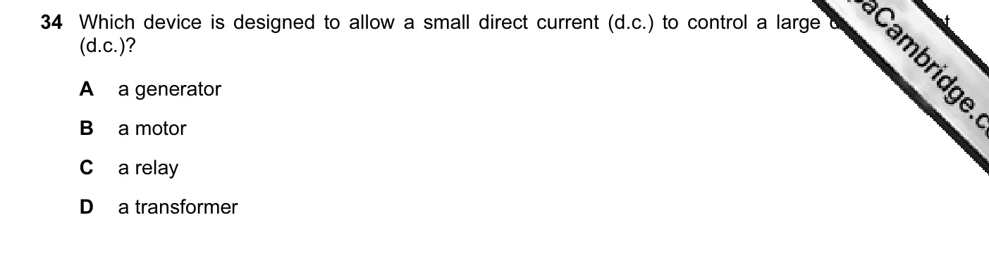 Question 34, November 2009, 0625 Paper 11