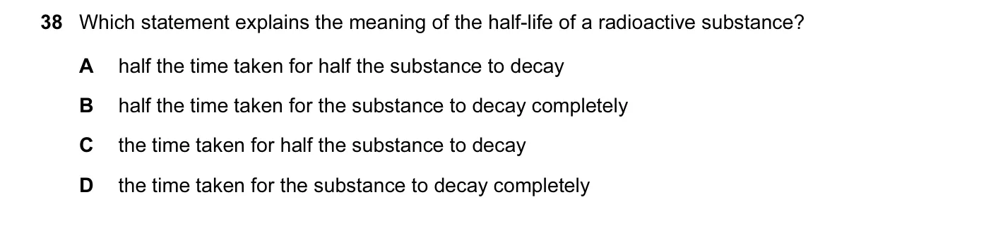 Question 38, November 2009, 0625 Paper 11