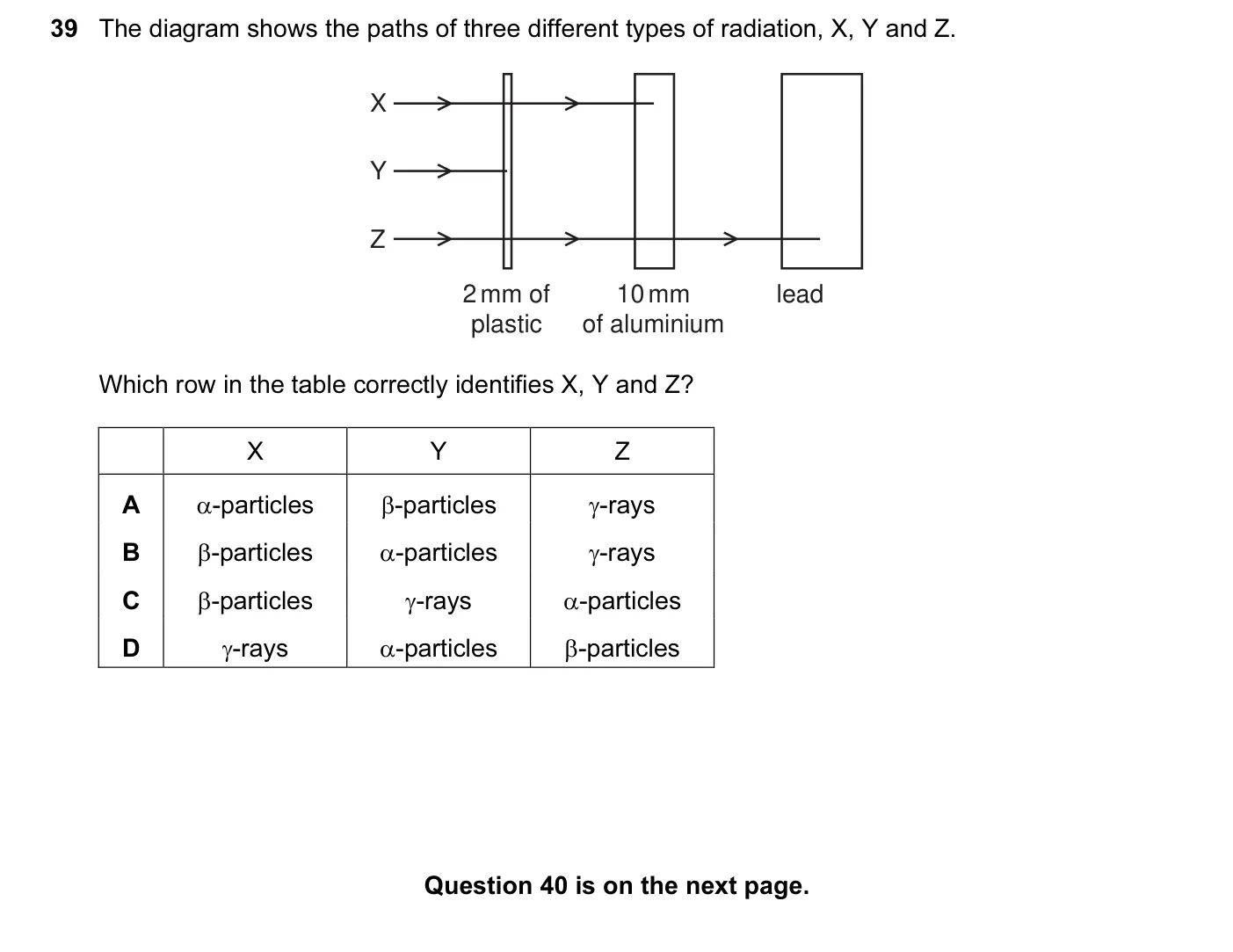 Question 39, November 2009, 0625 Paper 11
