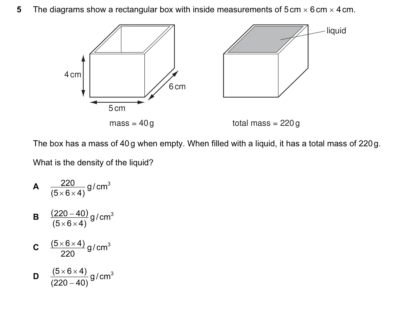 Question 5, November 2009, 0625 Paper 12